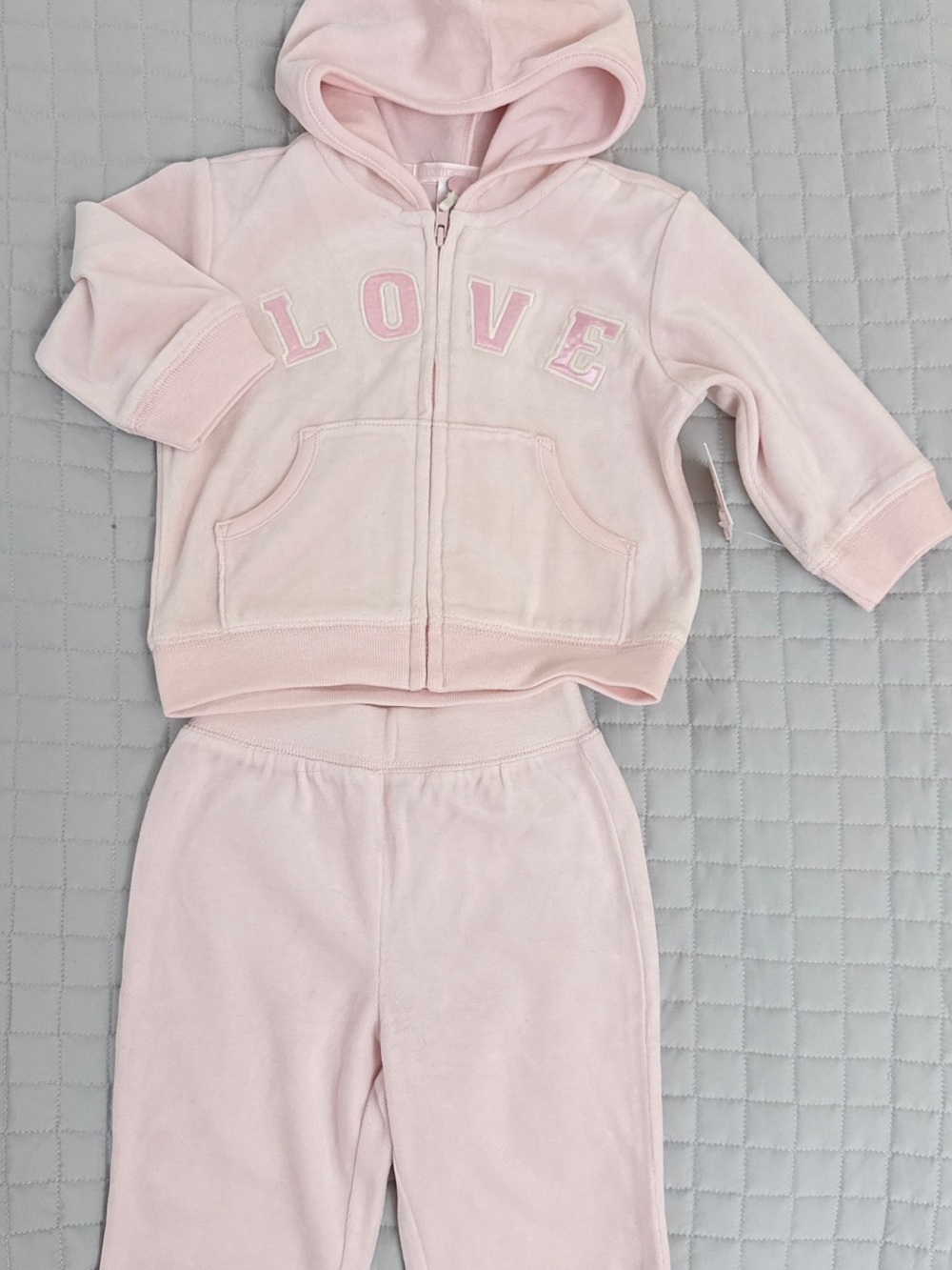 3 pieces - Janie and Jack Light Pink 'LOVE' Hooded Sweat Set & top